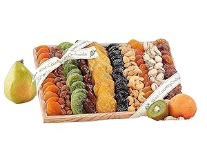 Dried Fruit and Nut Sampler Gift Tray.by Wine Country Gift Baskets Thank You Token of Appreciation Wooden Tray Perfect Gift For All Occasions, Keto Friendly Protein Healthy Choice