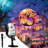 Halloween Projector Lights for Outdoor Indoor, RGB Ocean Wave Projection | with 6 Holiday Patterns for Halloween Christmas with IP65 Waterproof and Auto Timer Rotating Head