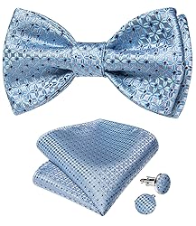 DiBanGu Light Blue Bow Ties for Men Self Tie Bow
