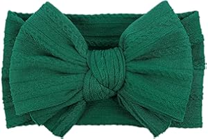LemonSpace Handmade Baby Girls Headbands Bows Soft Stretchy Nylon Hair Bands Hair Accessories with Bows for Newborn Baby Girls Infant Toddlers Kids(Green)