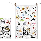 Home Sweet Home Florida Kitchen Towel - Housewarming and Homecoming Gifts - Florida State Favorite Symbol Dish Towels Gifts for Women Friends for Birthdays Mother's Day and Holidays
