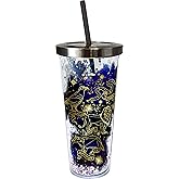 Spoontiques - Harry Potter Tumbler - Constellation Glitter Cup with Straw - 20 oz - Acrylic - Multicolored