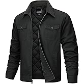 TACVASEN Men's Casual Quilted Cotton Jacket Cargo Corduroy Collar Jacket Work Shacket with 5 Pockets for Fall and Winter