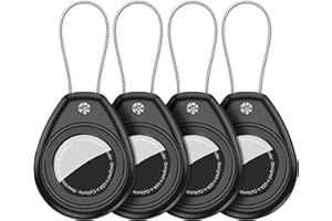 HATALKIN for AirTag Keychain Holder 4 Pack Waterproof with Steel Wire Cable & Hex Lock, Anti-Scratch Protective Case Compatible with Apple AirTag for Luggage, Pet Collar, Backpack, Keys, Wallet