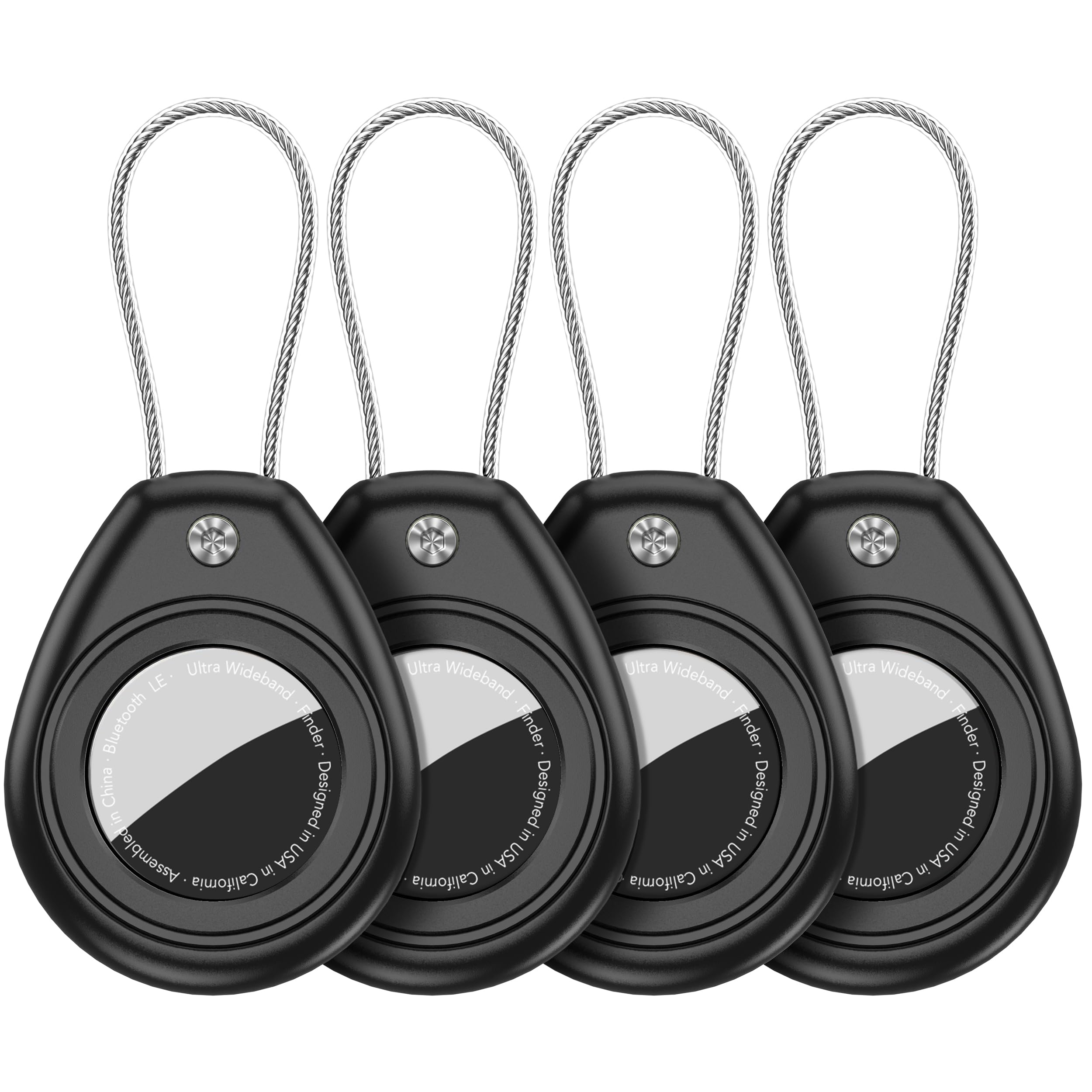 HATALKIN Compatible with AirTag Holder Air Tag Keychain Case with Screen Protector, IP68 Waterproof Air Tags Key Chain for Apple Tag GPS Tracker, Air Tags-4 Pack Holder for Luggage Key,Backpack
