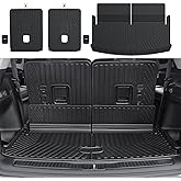HOUCLEMIC Cargo Mat for 2021-2025 2026 Jeep Grand Cherokee L, All Weather TPE Rear Cargo Liner Trunk Mat with 3rd Row Seatback Cover for Jeep Grand Cherokee L Accessories