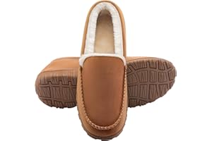 shoeslocker Men's Slippers Warm Soft Plush Memory Foam House Slippers for Men Comfortable Bedroom Moccasin Slipper Non-Slip Indoor Outdoor