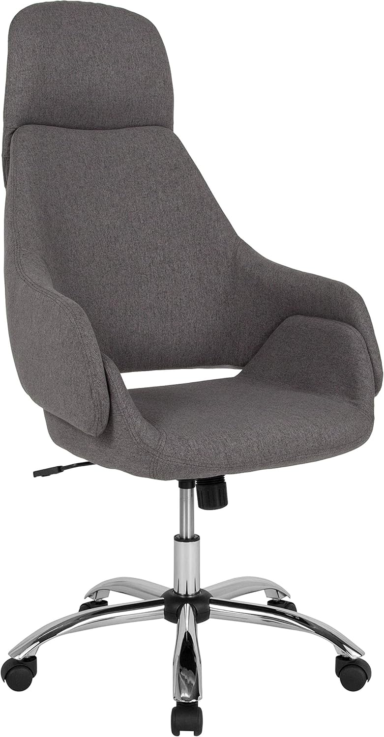 Flash Furniture Marbella Home and Office Upholstered High Back Chair in Dark Gray Fabric