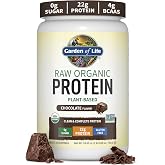 Garden of Life Raw Organic Protein Powder, Vegan, Chocolate, 20 Servings | BCAA, Probiotics &amp; Digestive Enzymes, Gluten &amp; Lactose Free