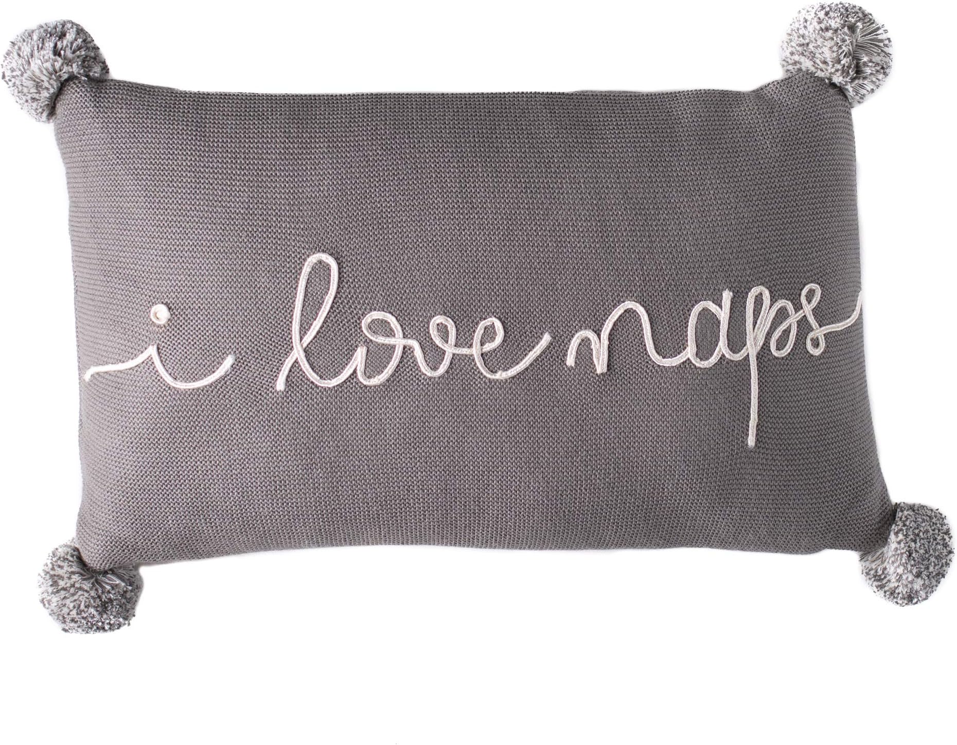Linen Perch I Love Naps Decorative Throw Pillow and Insert - Dorm Room Décor - Room Décor for Teen Girls - Baby Nursery Pillow – Gift for Girlfriend or Baby - 16 inches x 10 inches (Grey)