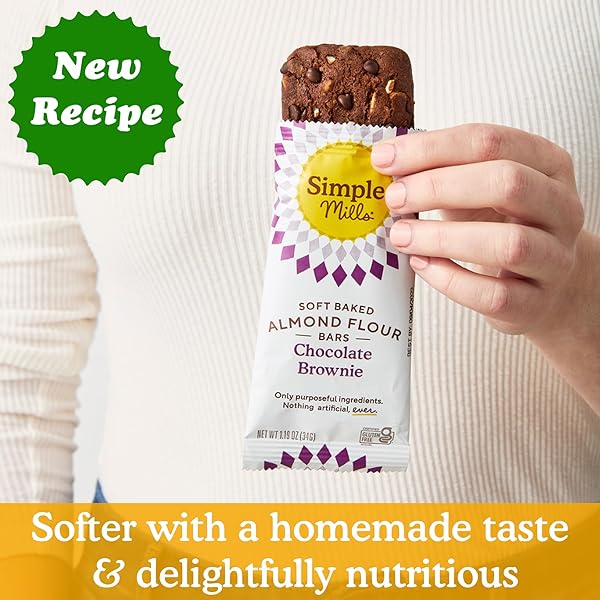 SIMPLE MILLS ALMOND FLOUR SNACK BARS (CHOCOLATE BROWNIE) WITH ORGANIC COCONUT OIL, CHIA SEEDS, SUNFLOWER SEEDS, AND FLAX SEEDS, 6OZ, 1 COUNT