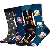 Cansok Men's 2/4 Packs Fun Crazy Novelty Dress Crew Socks