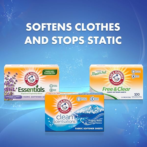 ARM & HAMMER FABRIC SOFTENER SHEETS, 100 SHEETS, PURIFYING WATERS