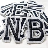 Iron on Letter Patches 52 Pieces,bfuee Letter Patches Alphabet Embroidered Patch A-Z,for Hats Shirts Jeans Bags Black