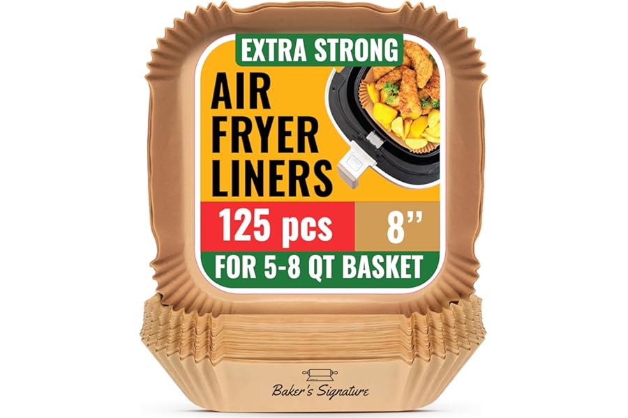 Air Fryer Paper Liners, 125Pcs Air Fryer Disposable Liners, Non-Stick and Oil Proof for Easy Cleanup, 8” Square for 5-8 qt Ba Book