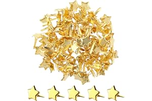 Jeffdad 100pcs Split Pins, Metal Paper Fasteners Mini Brads, 10mm x 8mm Round Scrapbooking Brads for Paper Craft DIY Stamping Scrapbook Office Household Supplies (Five-Pointed Star)