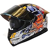HAX Obsidian Full Face Dual Visor Adult Motorcycle Helmet for Motorbike Street Bike with Pinlock Ready DOT Approved Samurai Gold L