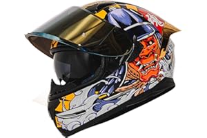HAX Obsidian Full Face Dual Visor Adult Motorcycle Helmet for Motorbike Street Bike with Pinlock Ready DOT Approved Samurai Gold M