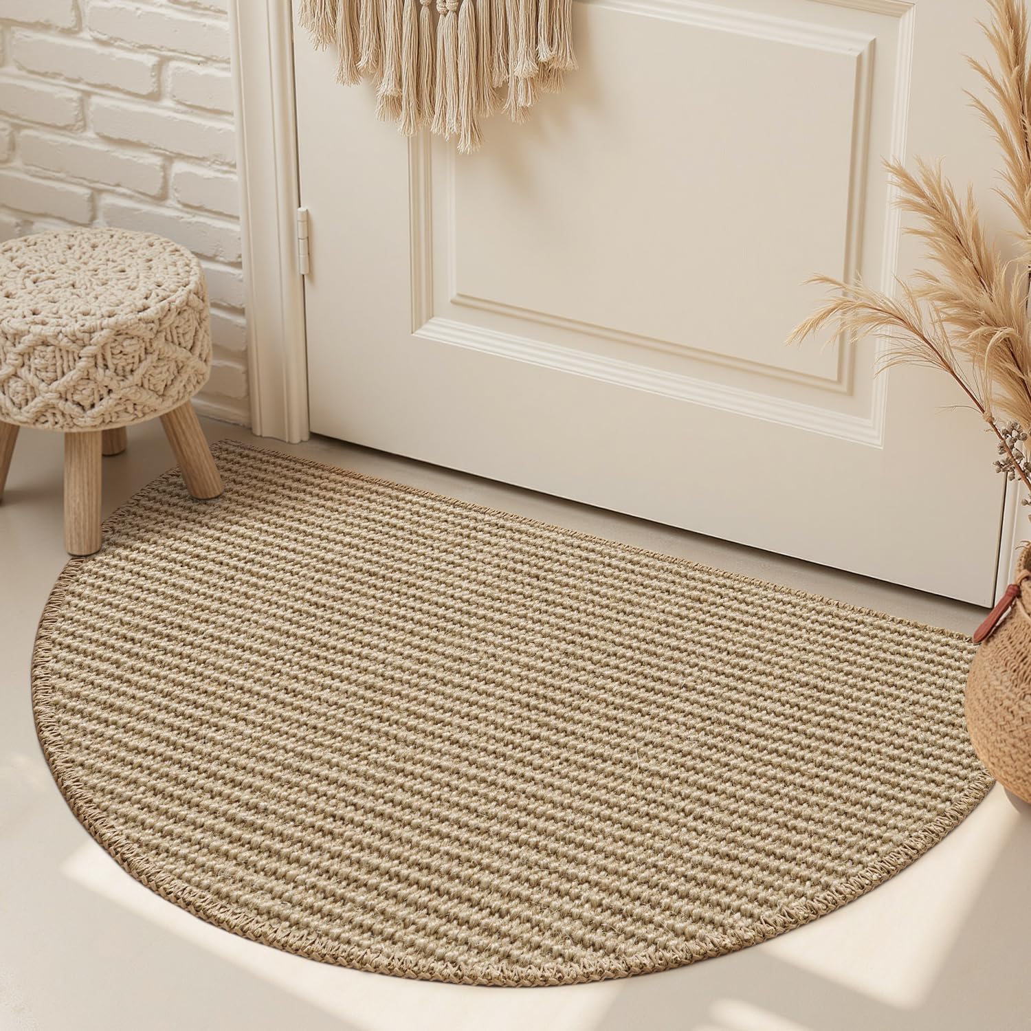 Photo 1 of ***STOCK PHOTO FOR REFERENCE ONLY***
Jute Front Door Mat Indoor Entrance Indoor Door Mat Rugs for Entryway Entry Entrance Mats Inside Doormat Welcome Mats Boho 17"X30" Half Circle Round