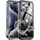 for iPhone 15 pro max case Waterproof,[IPX8 Underwater Case][Full Body Shockproof & 15FT Military Dropproof][Built-in Screen Protector][Dustproof]Clear Sound for iPhone 15 pro max case 6.7 inch-Black