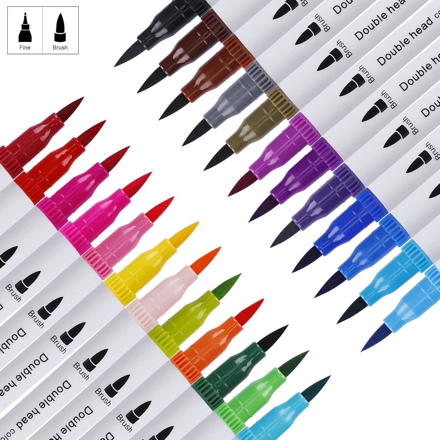 Watercolor Brush Pen Dual Tip Paint Marker Set, 24PCS Flexible Brush