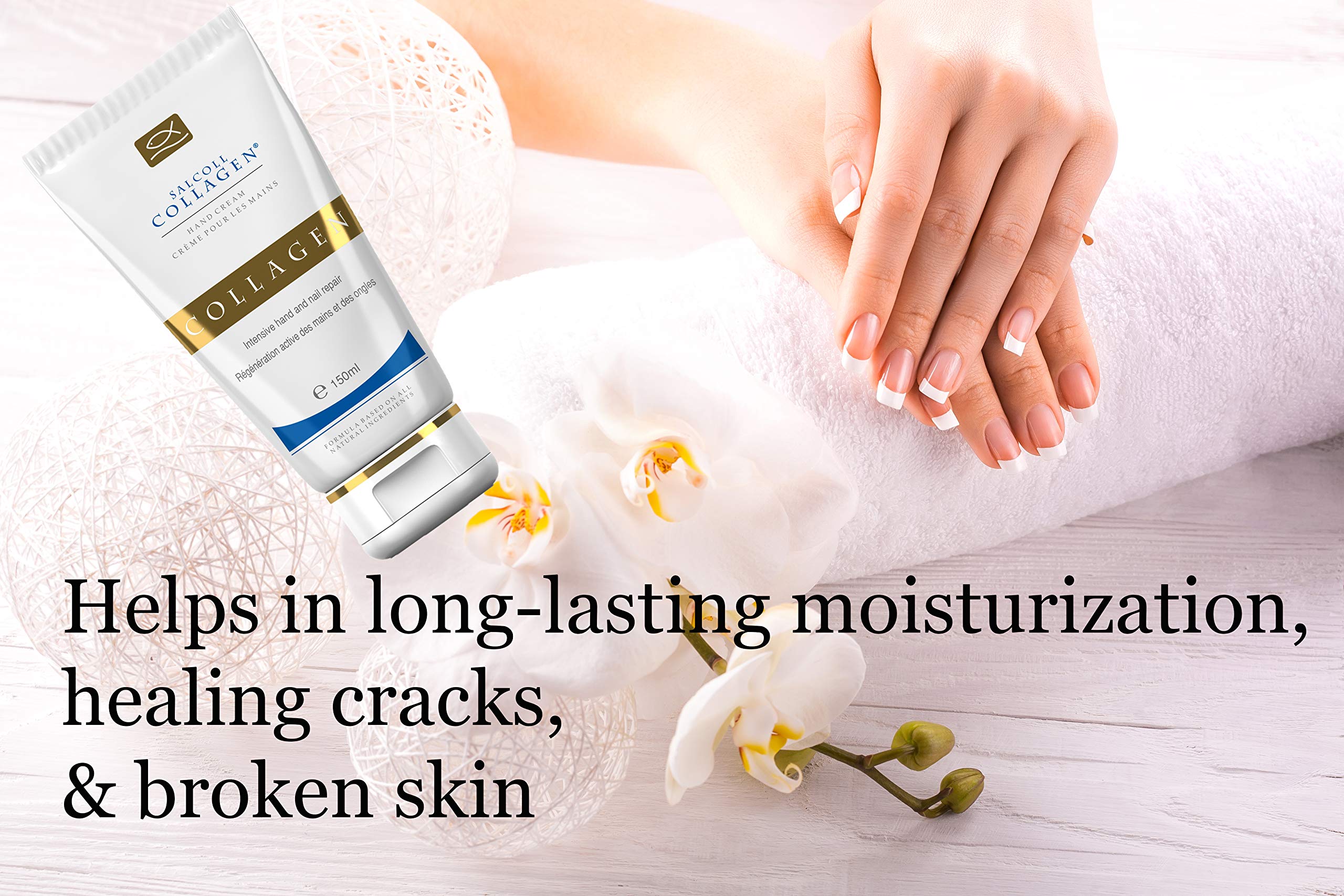 Pure Bioactive Anti-Aging Collagen Repair Hand Cream - Hypoallergenic Moisturizing Lotion, Dry Skin Relief, All Skin Types, 150 ml