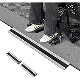 Nuvium 1 Inch Threshold Ramps for Doorways, Wheelchair Ramp for Home Steps | 31.5 in Wide, Modular Aluminum Panels, 1100 lb Capacity, Curb and Step Access, Scooters and Power Chairs, Indoor/Outdoor Use