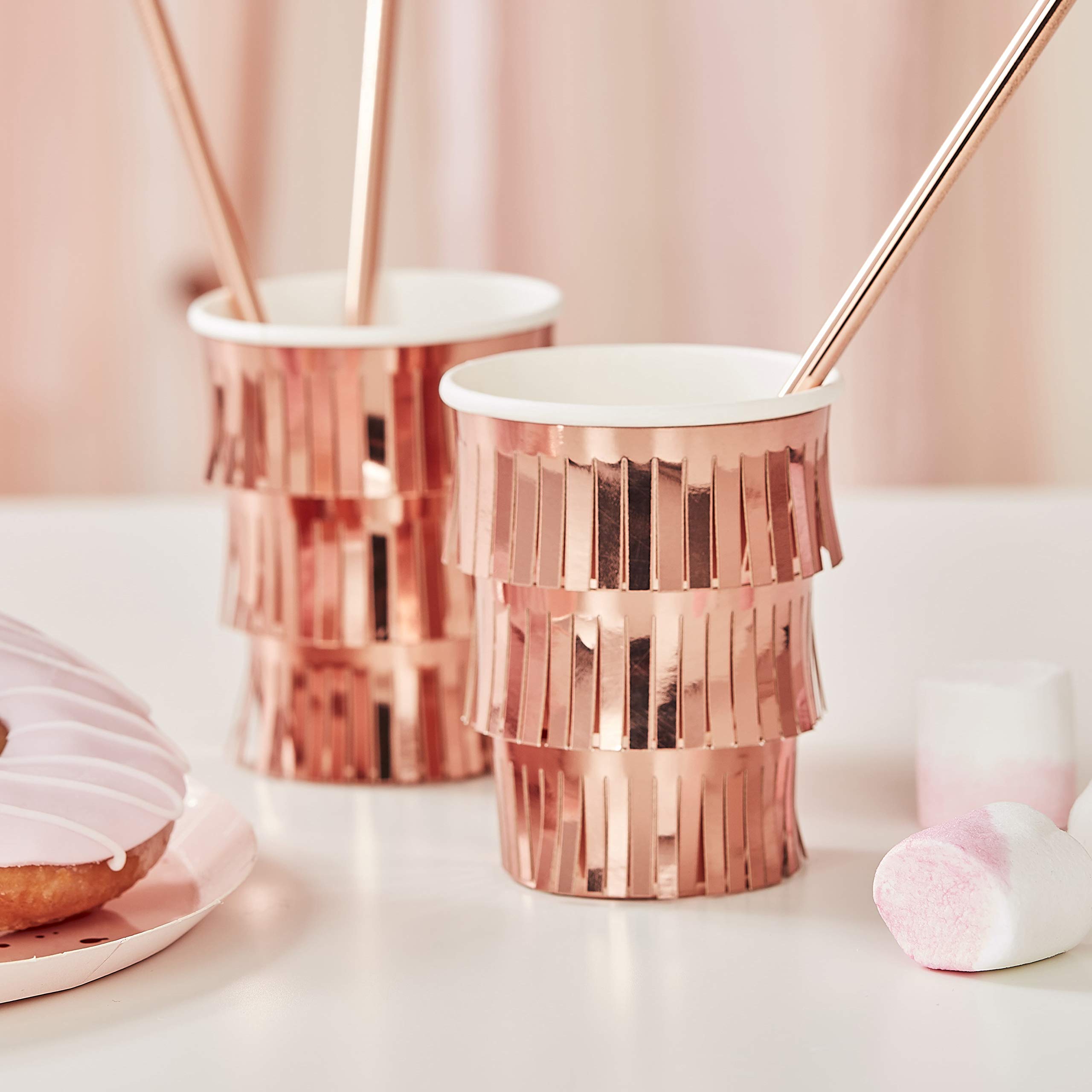 Ginger Ray Fringe Rose Gold Paper Cups - Mix It Up