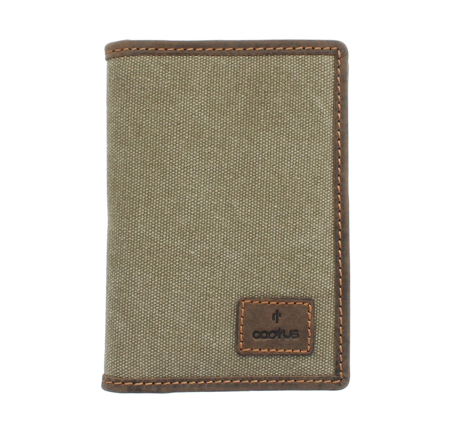 Cactus Mala Canvas/Leather Passport Holder with RFID Protection 216_81 Khaki