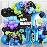 11th Birthday Video Game Balloons Arch, 11th Game Party Balloons Garland Kit 11th Game Birthday Supplies with Blue Number 11 Balloon Game Foil Balloons for 11 Year Old Teens Boys Birthday Decor