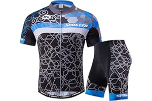 sponeed Men Cycle Outfit Set Bicycle Jersey Road Biker Shorts Trianthlon Cycling Gear Shirts