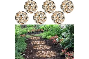 EYZH Garden Stepping Stones Outdoor Round River Stone Decorative Nature River Rocks for Landscaping Outside Walkway Patio Yard Garden Pathway (9in 6pcs Pack)