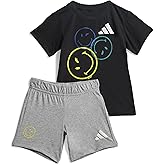 adidas Unisex-Baby Smiley World Summer Set, Black/White, 3 Years