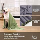 PETTOM Dog Towels 2 Pack Microfiber with Pockets Grey Green view 3
