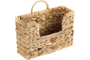 Magazine Holder, Handwoven Water Hyacinth Mail Holder Boho Storage Basket for Entryway, Living Room, Office Magazine