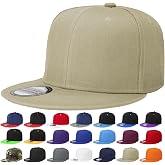 Classic Snapback Hat Cap Hip Hop Style Flat Bill Blank Solid Color Adjustable Size