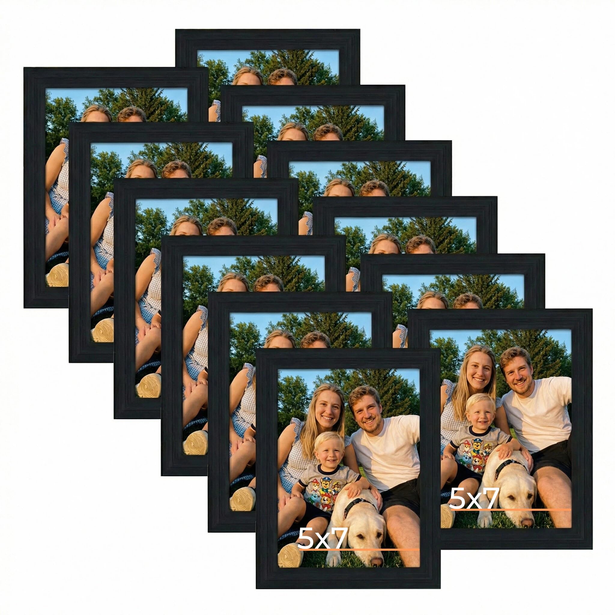 Giftgarden 7x5 Photo Frames for Wall or Tabletop Display, Black, Set of 12