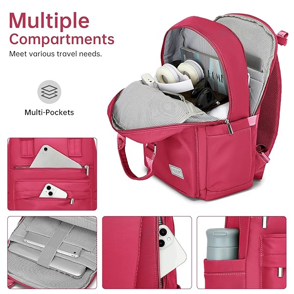 TRIPLAYER CARRY ON LUGGAGE 22X14X9 AIRLINE APPROVED, 22 INCH PP HARDSHELL LUGGAGE CARRY-ON SUITCASE WITH SPINNER WHEELS, CARRY ON SUITCASE SET FOR WOMEN(ROSE RED)