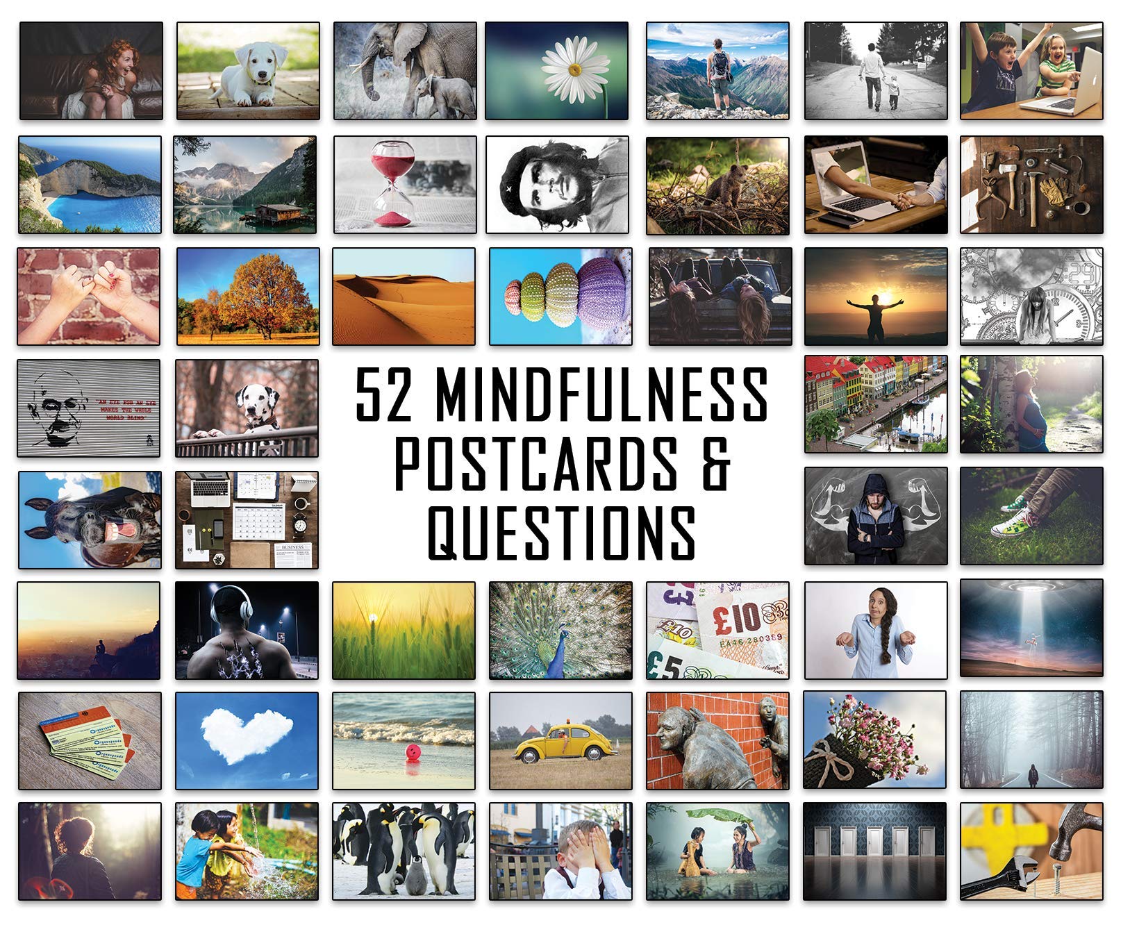52 Mindfulness Conversation Questions and Images for Coaching Cards, Group Questions, Soft Skills, Ice Breakers, Team Building, Leadership Training etc