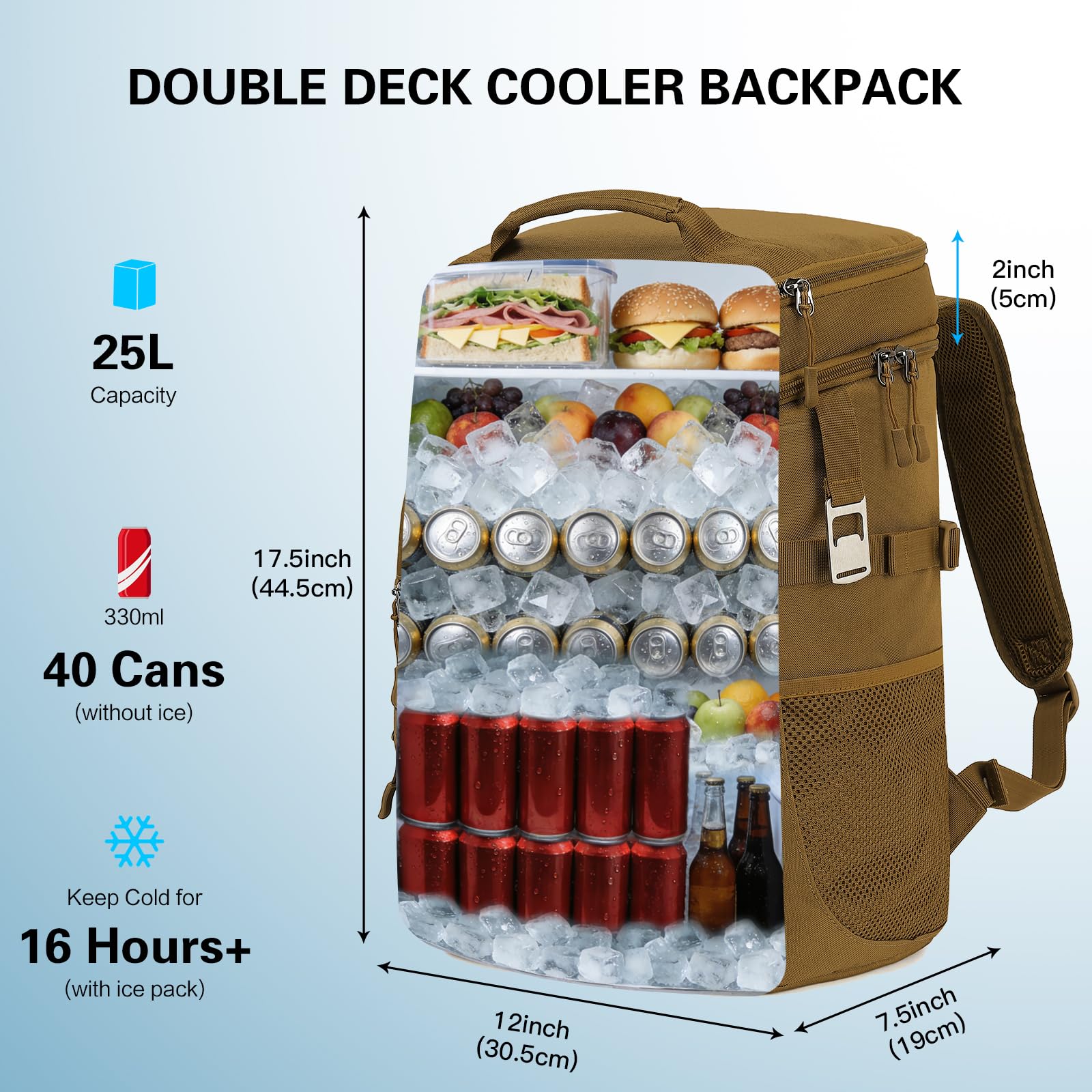 Kühltasche Picknickrucksack (Braun) 2