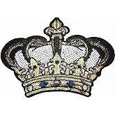 Dandan DIY Big Crown Embroidered Patch with Sequins Sew on/Iron on Patch Applique Clothes Curtain Sewing Flowers Applique Home Wedding Party Decoration DIY Accessory (Crown)