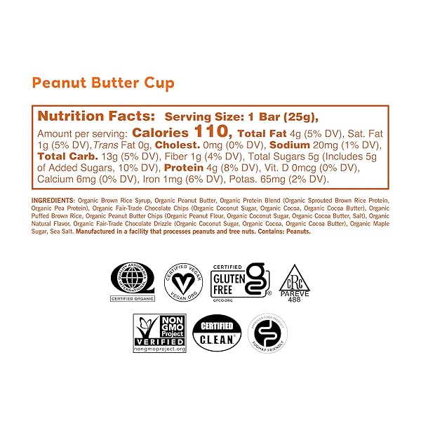GOMACRO KIDS MACROBAR ORGANIC VEGAN SNACK BARS – PEANUT BUTTER CUP (0.90 OUNCE BARS, 7 COUNT)