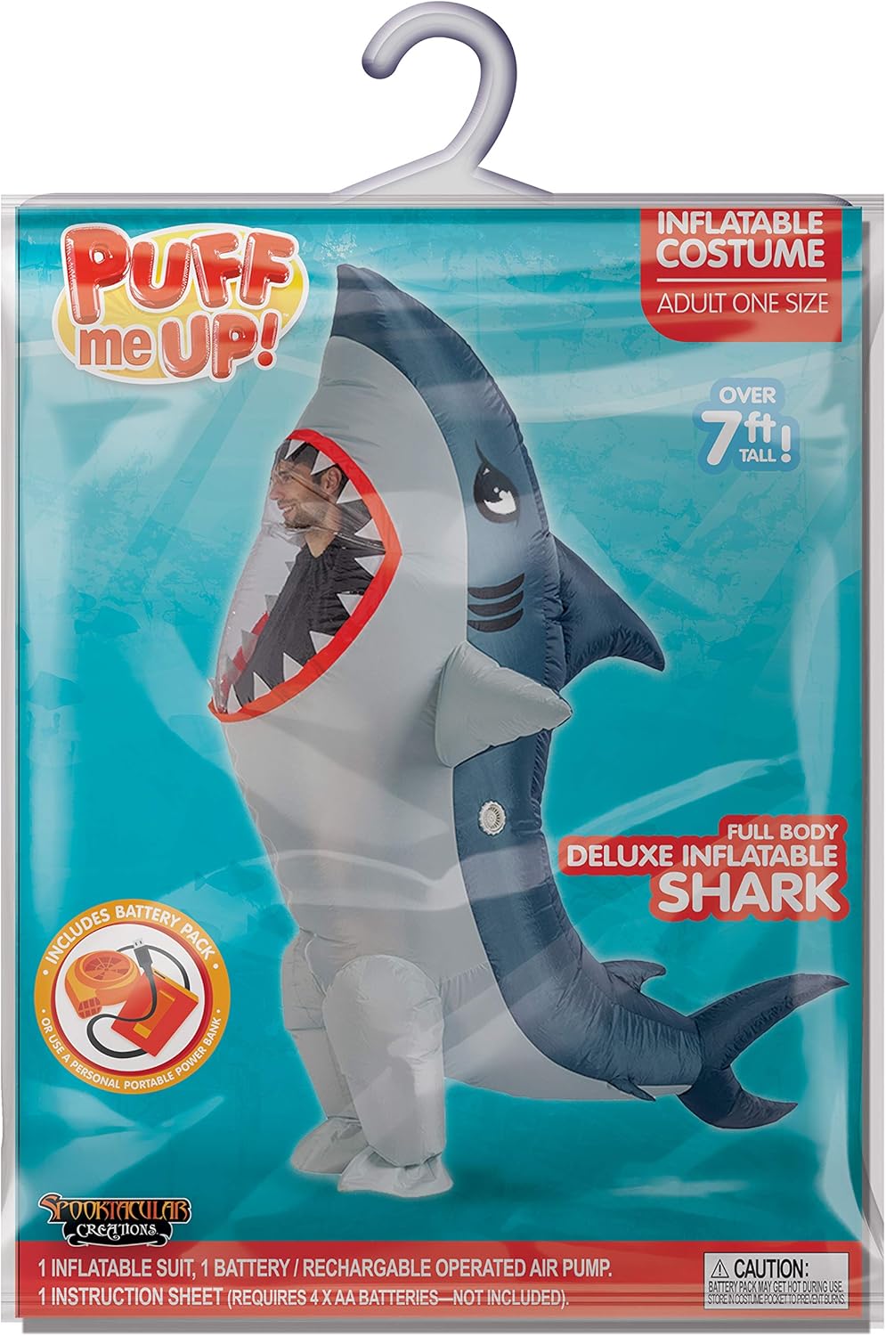 Spooktacular Creations Inflatable Costume Full Body Shark Air Blow-up Deluxe Halloween Costume - Adult Size: Clothing