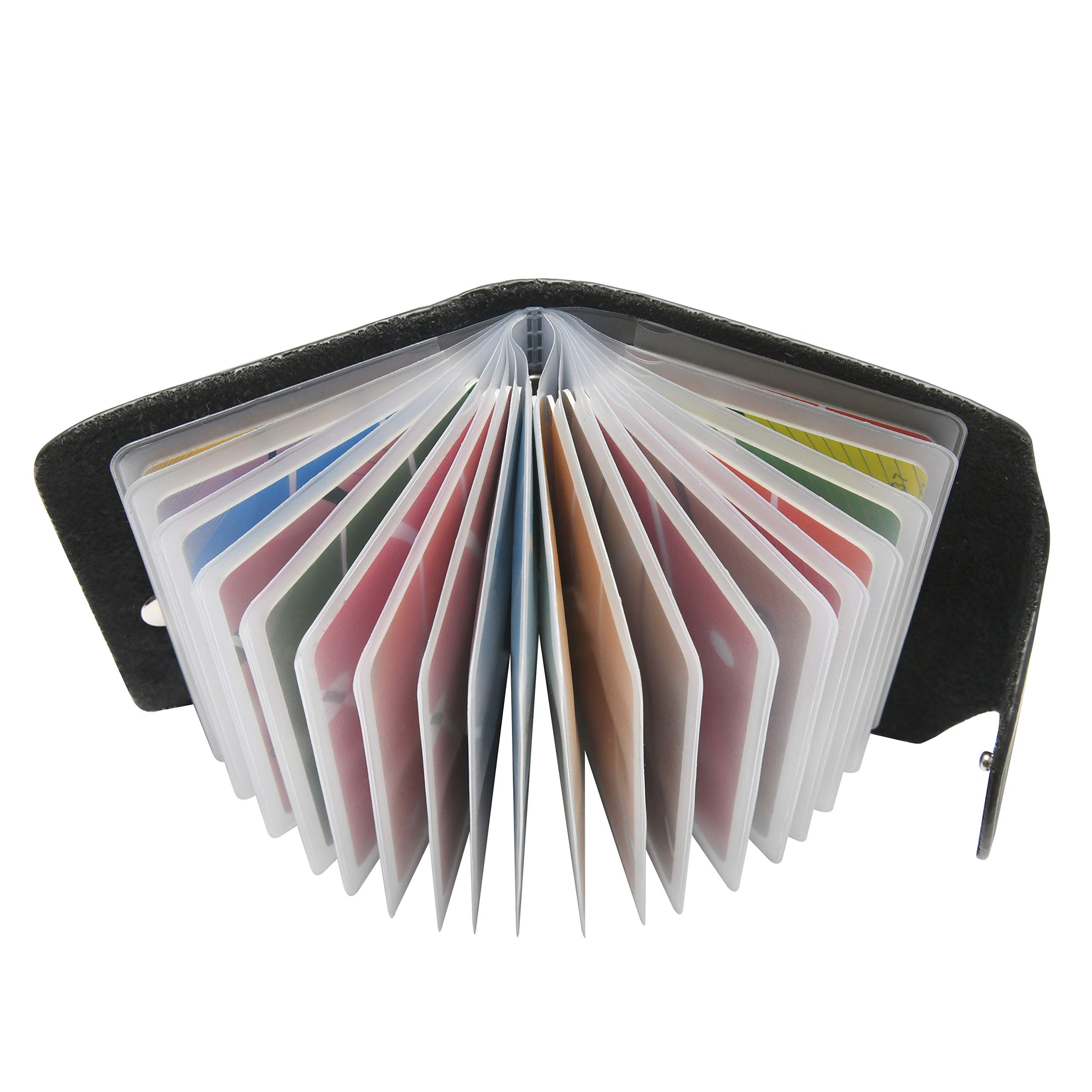 GERIINEER Credit Card Holder for Women Men Leather 20 Slots, Black, 10.5cm*7.5cm*2.5cm