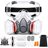 Half Face Respirator Mask Kit, Reusable Spray Painting Mask with Goggles | Reusable Respirator with Safety Goggles and Dual Cartridge Filters for Painting, Sanding, Woodworking and Automotive Work