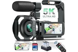 THPACIP 5K Video Camera Camcorder 64MP 18X Digital Zoom with IR Night Version Vlogging Camera for YouTube 3.0" LCD Touch Screen with WiFi, Lens Hood, 2.4G Remote Control, Microphone and 32GB SD Card