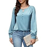 Blooming Jelly Womens Business Casual Outfits Satin Silk Blouses Dressy Long Sleeve Tops Office Work Shirts
