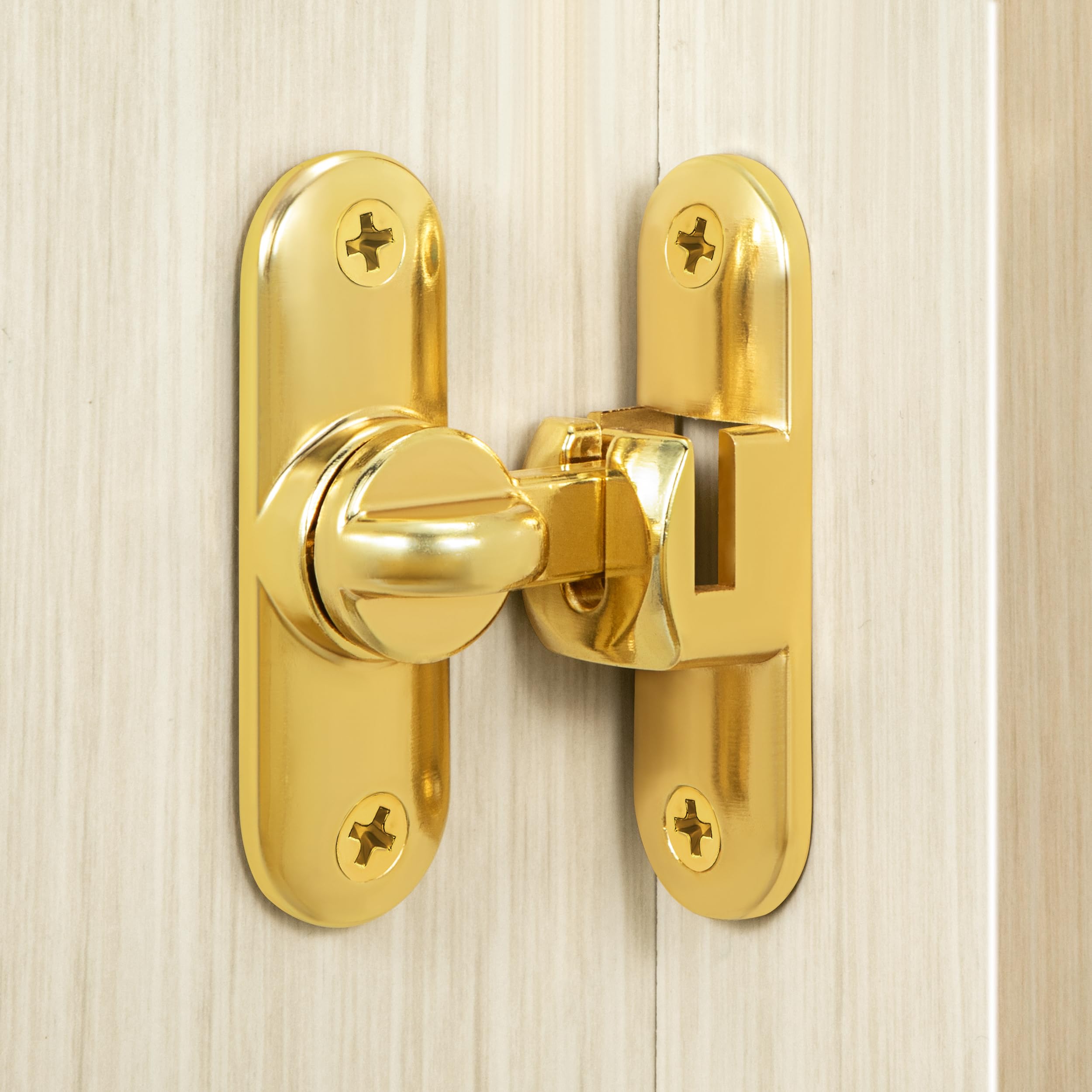 Heveer Flip Barn Door Lock - Sliding Door Hardware Security Latch for 90 & 180 Degree (Gold)