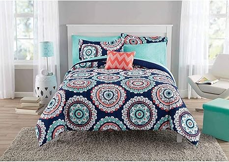 Mainstays Navy Medallion Bed In A Bag 