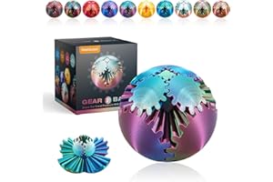 LEWELLRY Fidget Gear Ball 3D Printed Shape-Changing Toy Stress and Anxiety Anti Depression for Children and Adults (Red-Green-Blue)